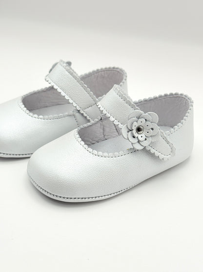 Crib Shoe Mary Jane Flor Pearl White
