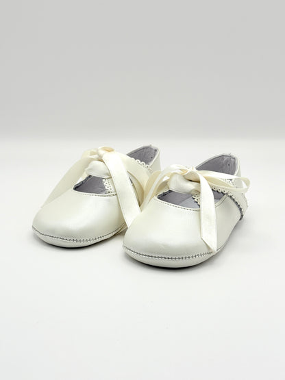 Crib Shoe Mary Jane Silk Ivory