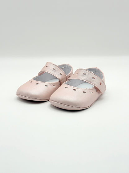 Crib Shoe Mary Jane Hearts Pearl Pink