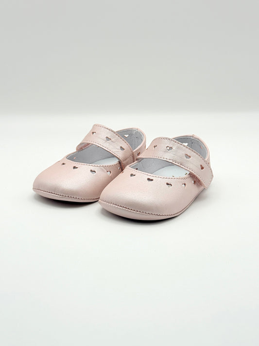 Crib Shoe Mary Jane Hearts Pearl Pink