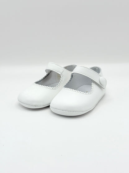 Crib Shoe Mary Jane Button White