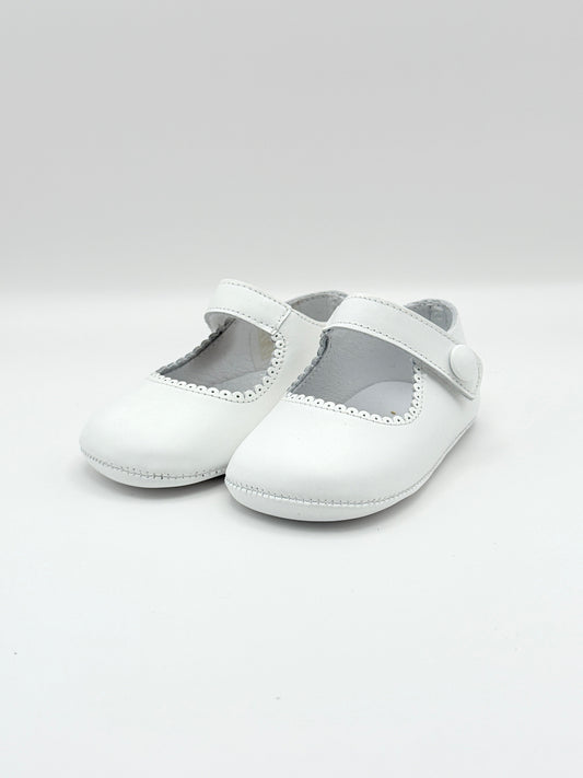 Crib Shoe Mary Jane Button White