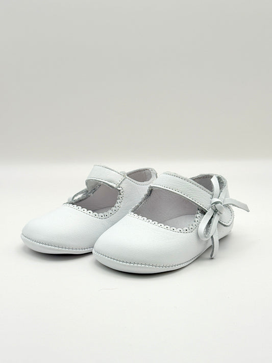 Crib Shoe Mary Jane Bow White