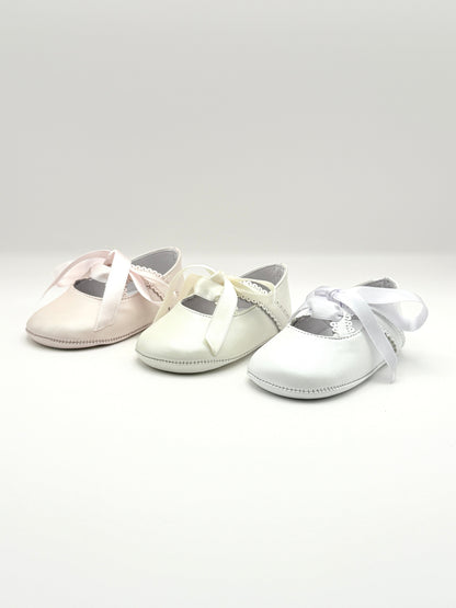 Crib Shoe Mary Jane Silk Pink