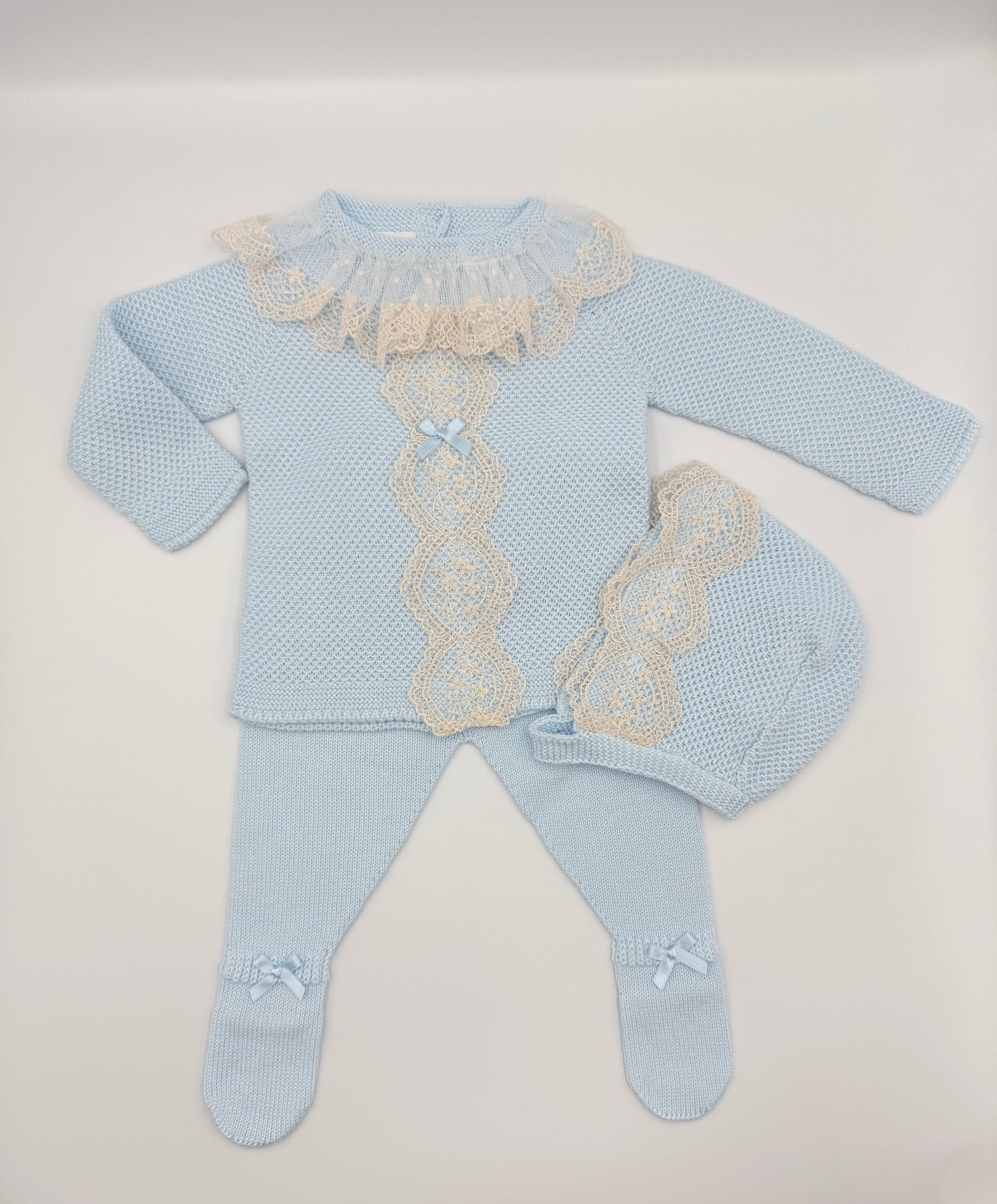 Knit Set 'Puntilla Picos' Blue