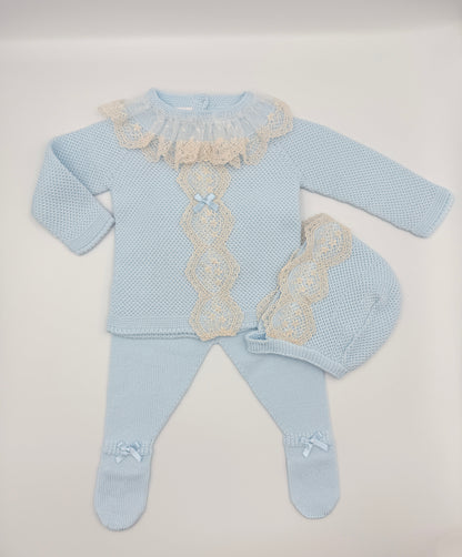 Knit Set 'Puntilla Picos' Blue