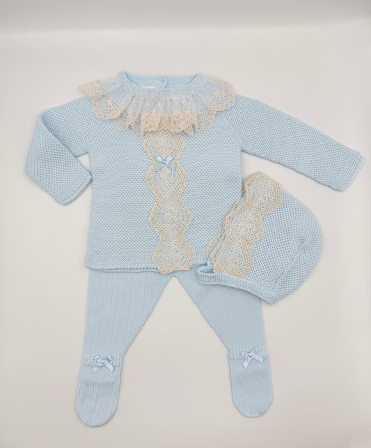 Knit Set 'Puntilla Picos' Blue