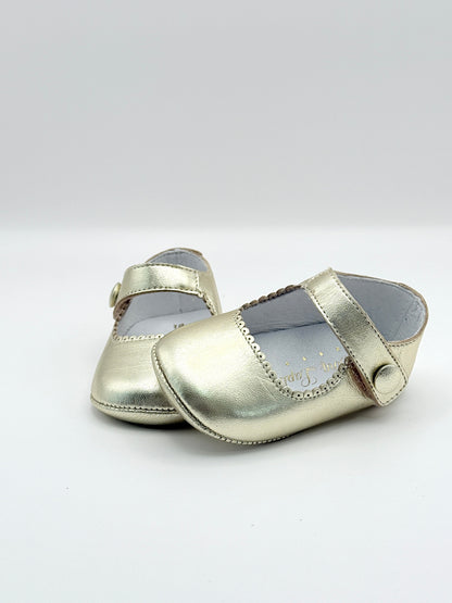 Crib Shoe Mary Jane Button Gold