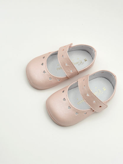 Crib Shoe Mary Jane Hearts Pearl Pink