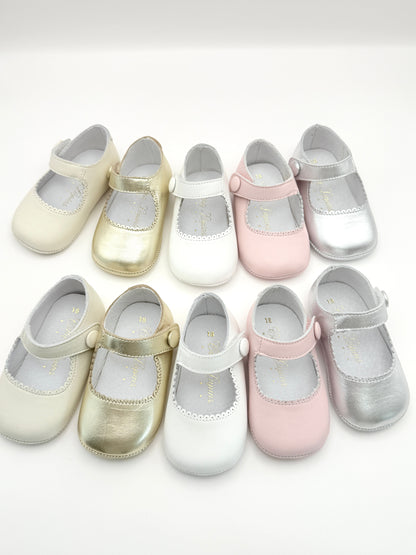 Crib Shoe Mary Jane Button Pink