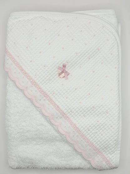 Hooded Towel XL Dots Pink