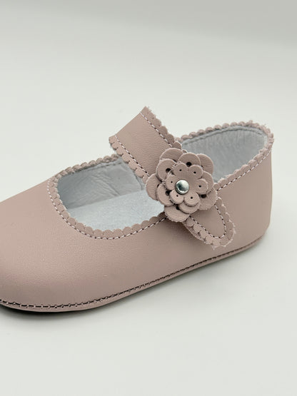 Crib Shoe Mary Jane Flor Dusty Pink