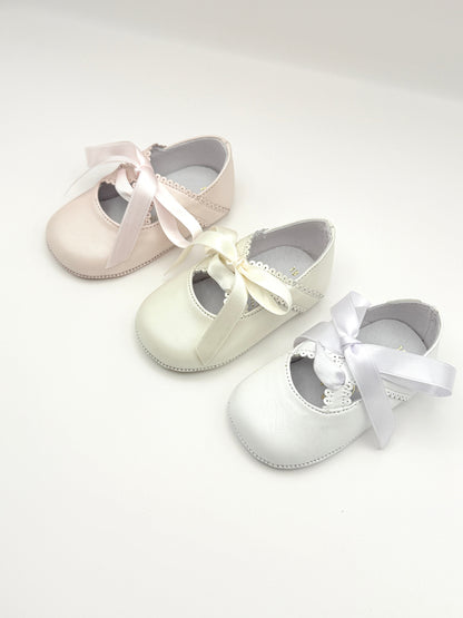 Crib Shoe Mary Jane Silk Ivory