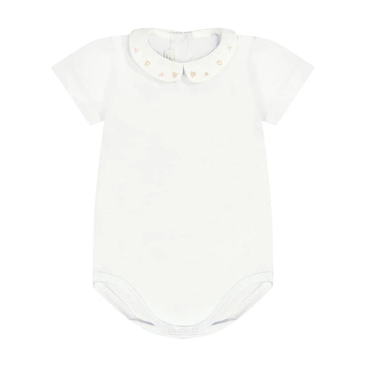 Hand Embroidered Onesie 'Fiori Rosa’