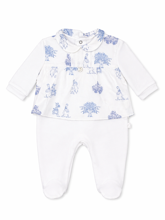Babygrow 'Toile de Jouy' Blue