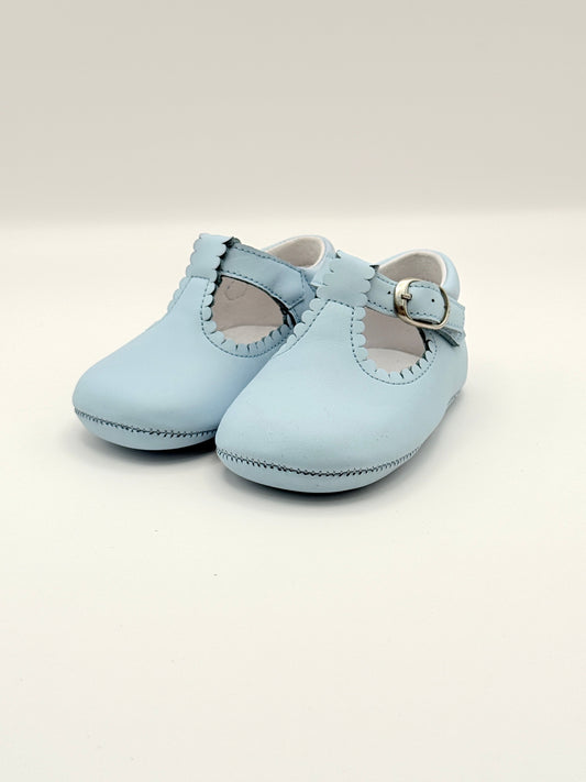 Crib Shoe T-Strap Napa Baby Blue