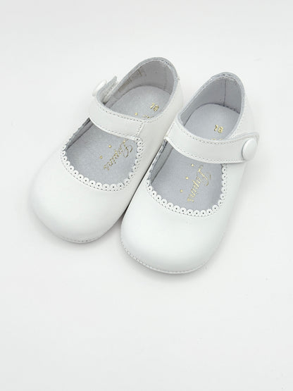 Crib Shoe Mary Jane Button White