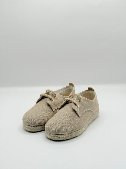Lace- Up Jute Shoes Cream