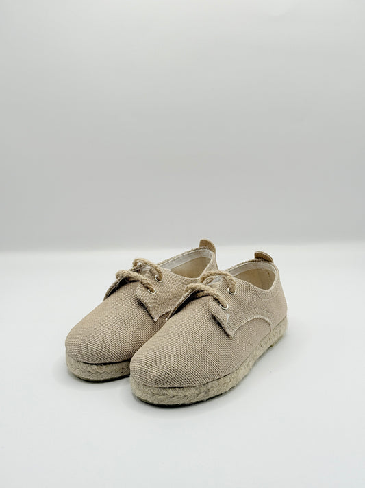 Lace- Up Jute Shoes Cream