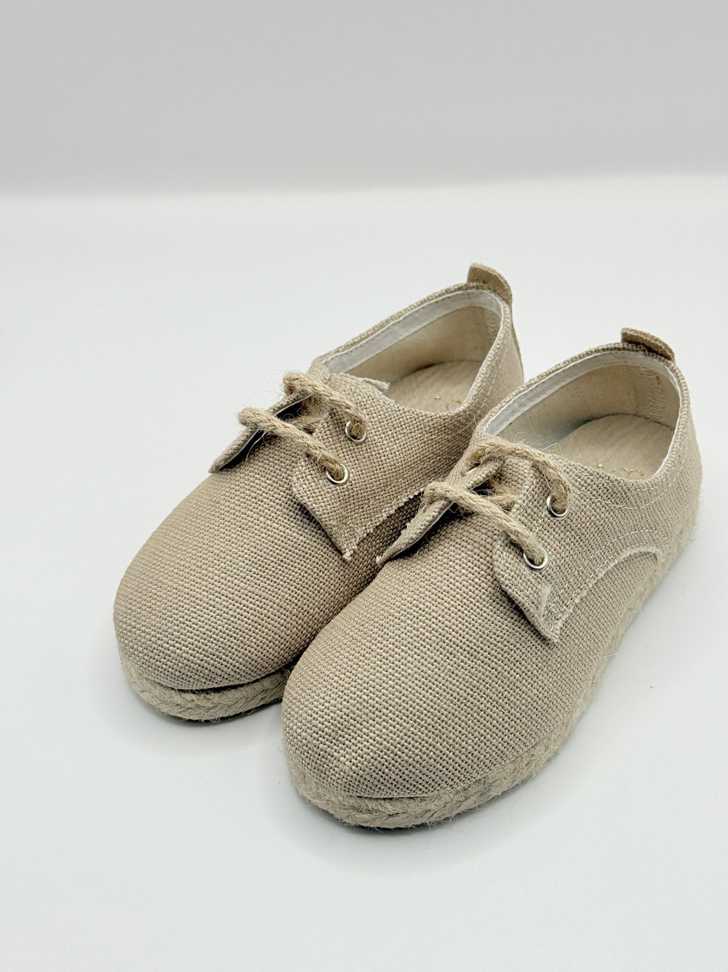 Lace- Up Jute Shoes Cream