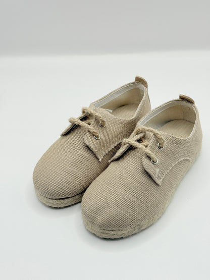 Lace- Up Jute Shoes Cream