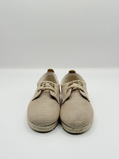 Lace- Up Jute Shoes Cream