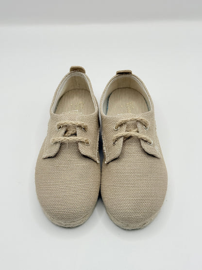 Lace- Up Jute Shoes Cream