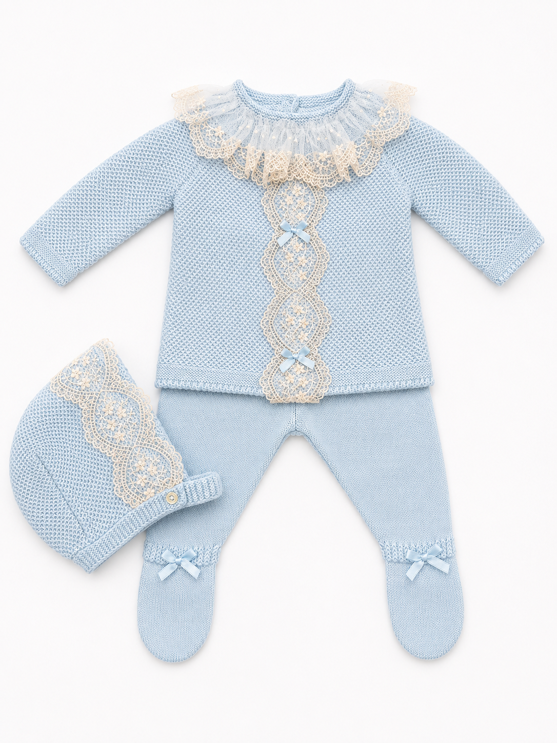 Knit Set 'Puntilla Picos' Blue