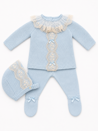 Knit Set 'Puntilla Picos' Blue