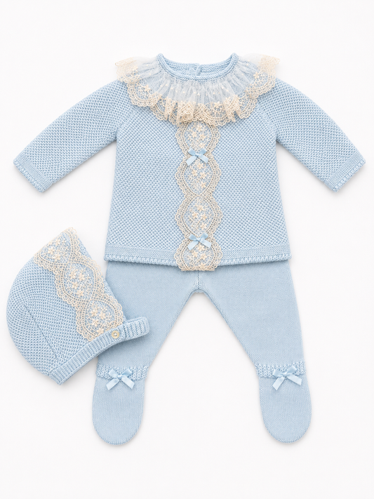 Knit Set 'Puntilla Picos' Blue