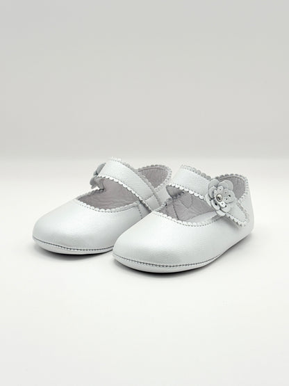 Crib Shoe Mary Jane Flor Pearl White