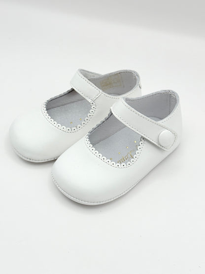 Crib Shoe Mary Jane Button White