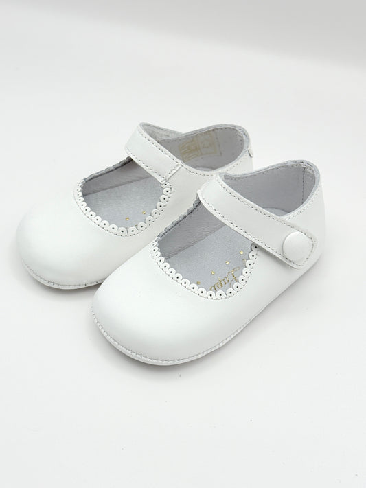 Crib Shoe Mary Jane Button White