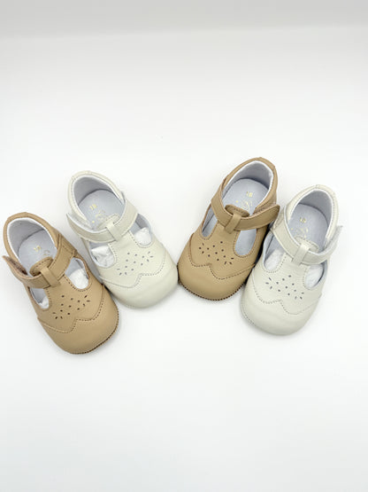 Crib Shoe T-Strap Stone Ivory