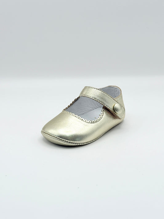Crib Shoe Mary Jane Button Gold