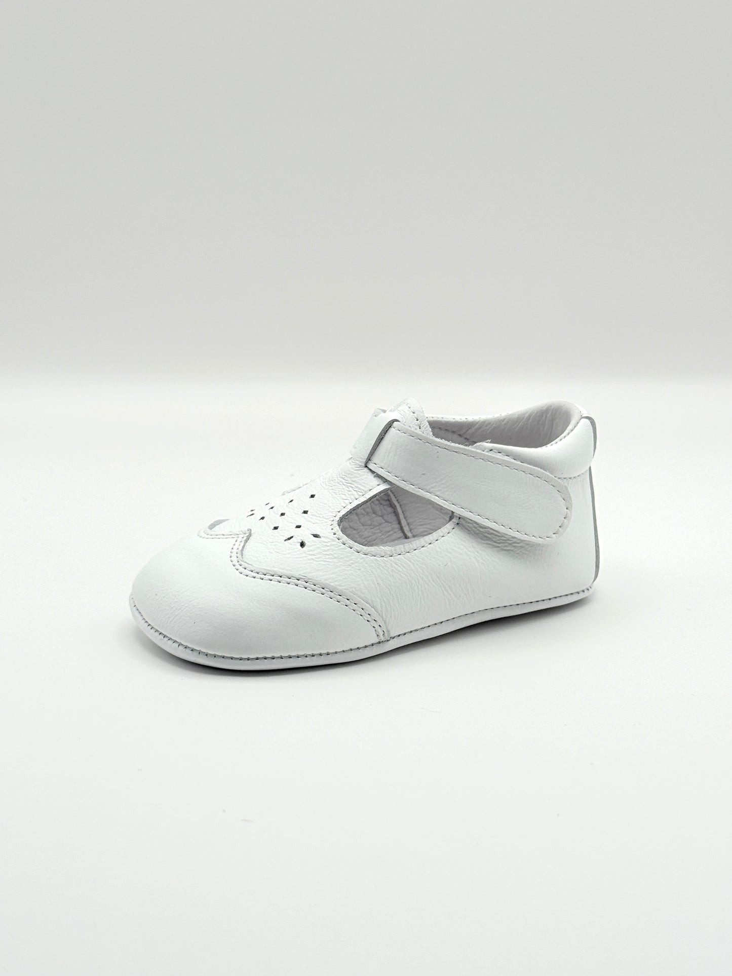Crib Shoe T-Strap Stone White