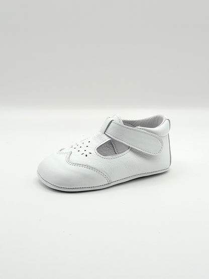 Crib Shoe T-Strap Stone White