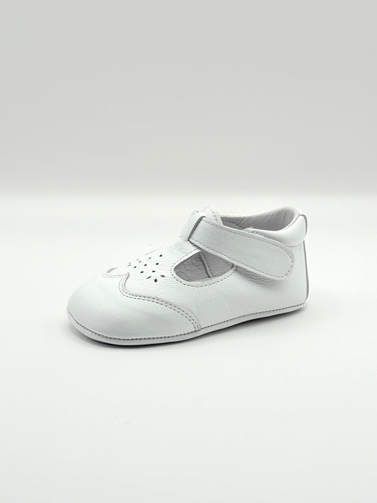Crib Shoe T-Strap Stone White