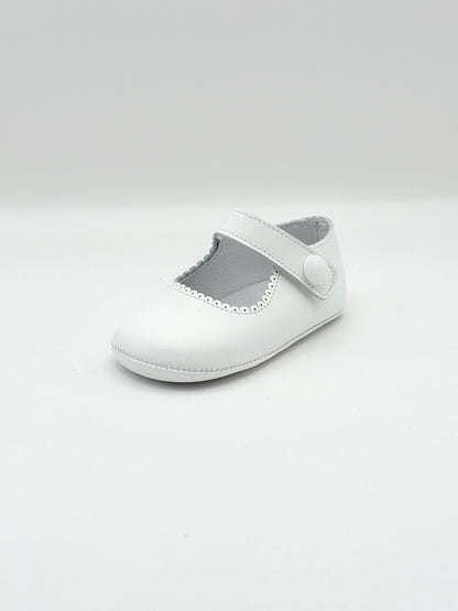 Crib Shoe Mary Jane Button White
