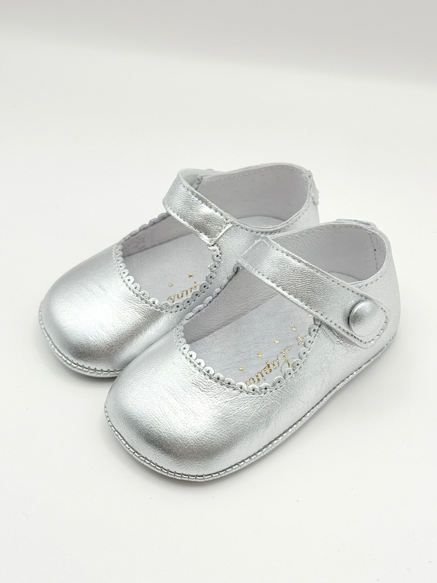 Crib Shoe Mary Jane Button Silver