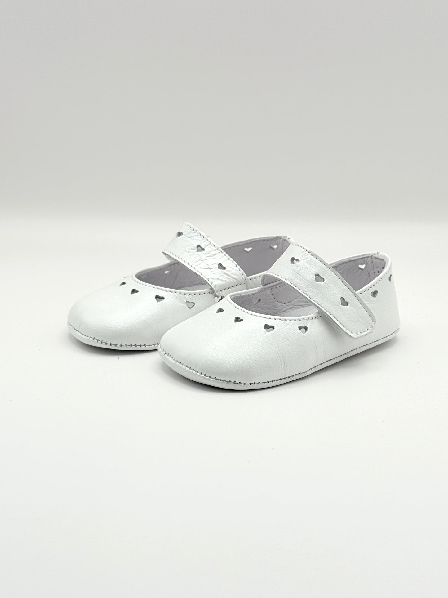 Crib Shoe Mary Jane Hearts Pearl White