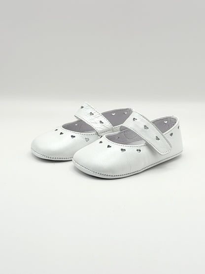 Crib Shoe Mary Jane Hearts Pearl White
