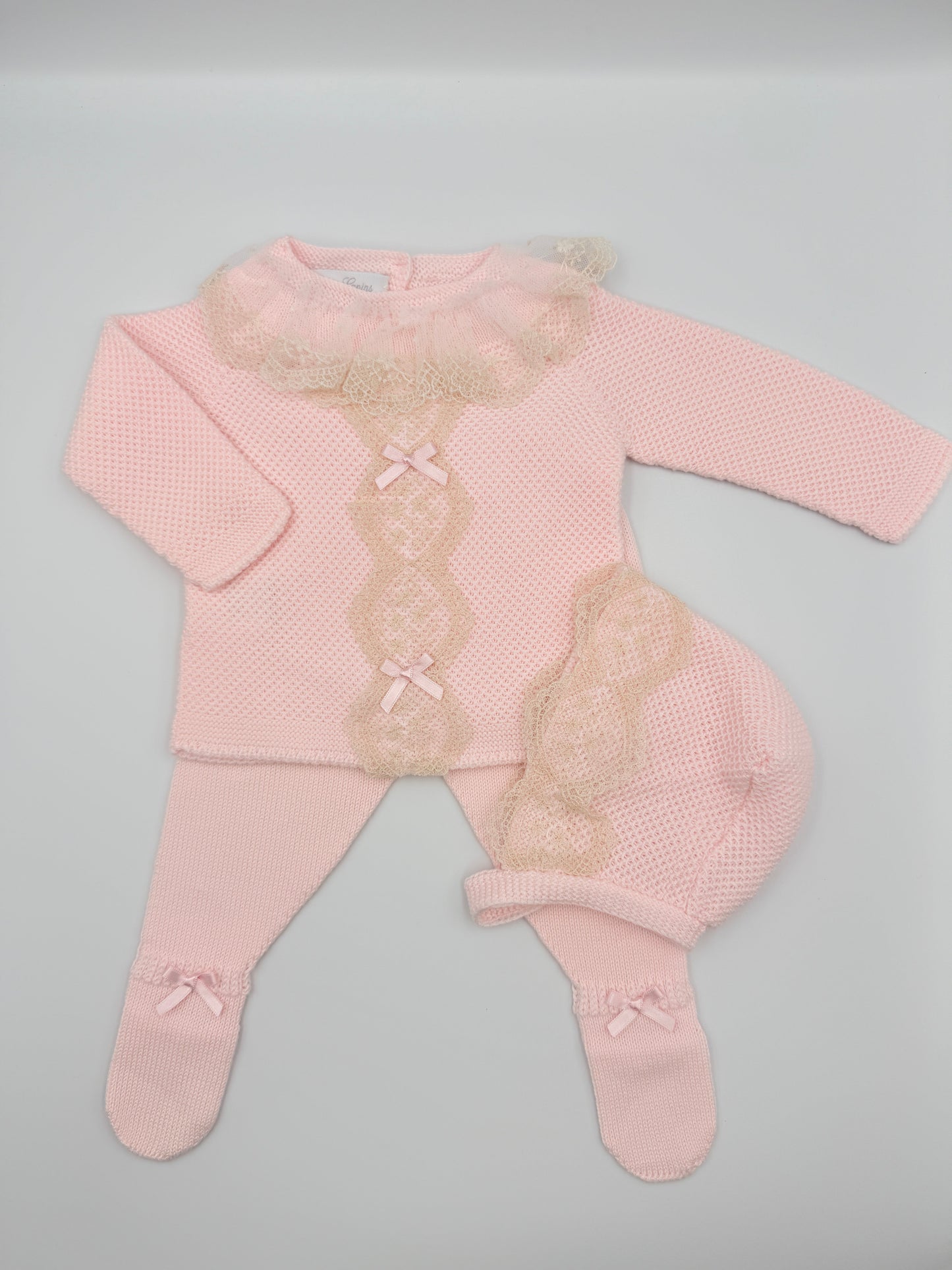 Knit Set 'Puntilla Picos' Pink
