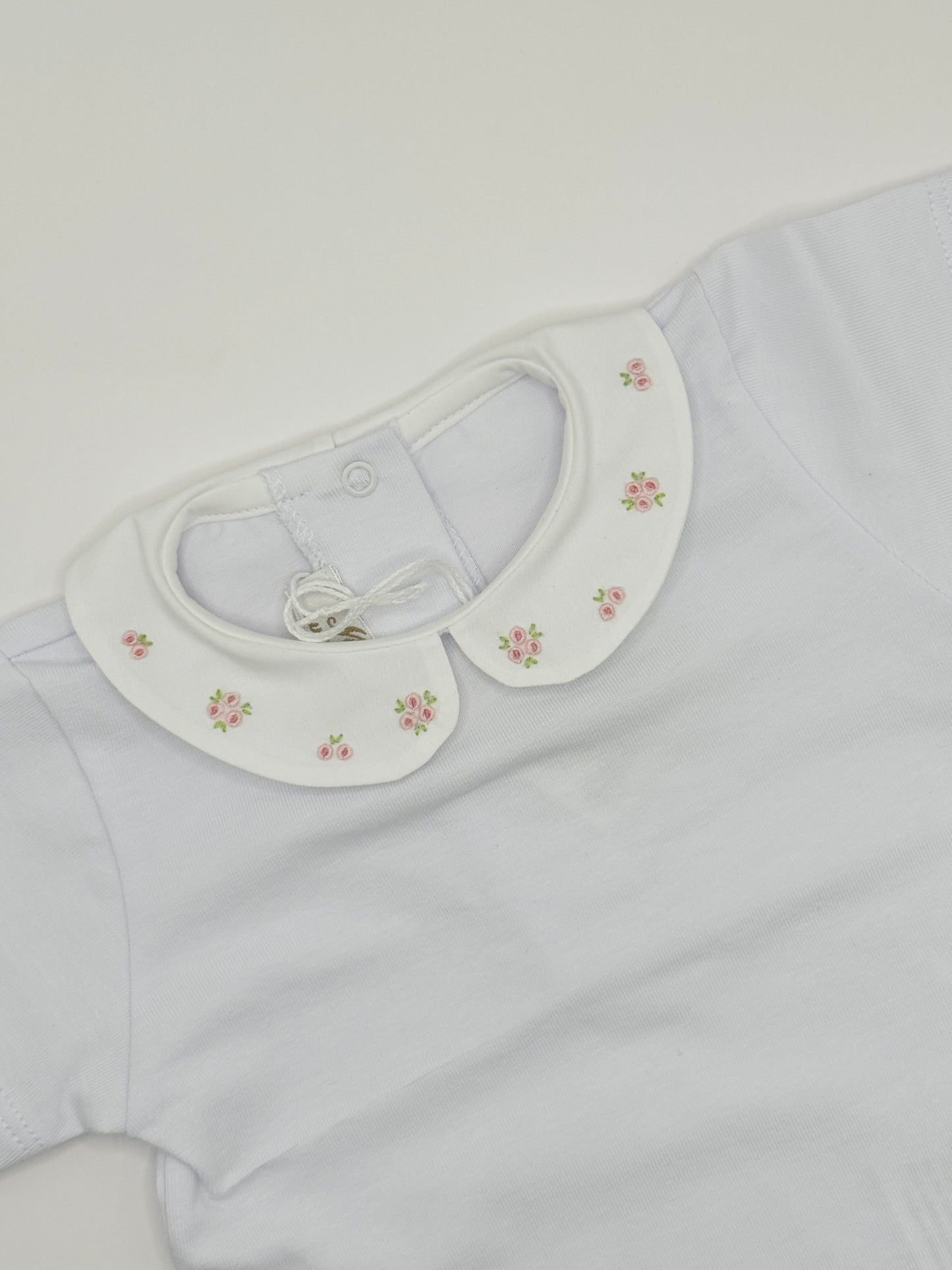 Hand Embroidered Onesie 'Fiori Rosa’