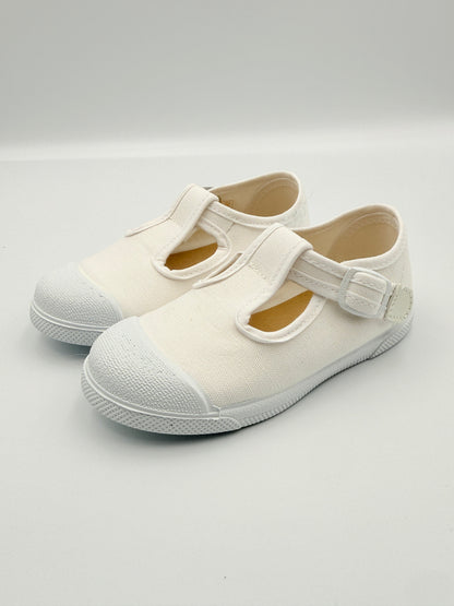 T- Strap 'Cap Toe' White