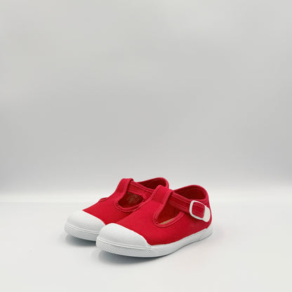 T- Strap 'Cap Toe' Red