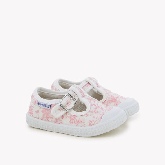 T-strap 'Toile Jouy' Pink